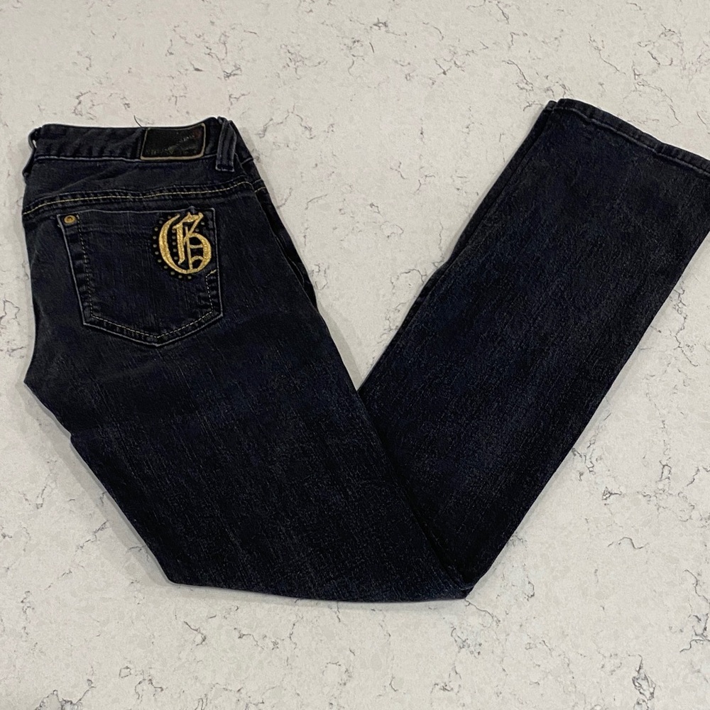 Guess Dark Denim Jeans with Gold Pocket Detail